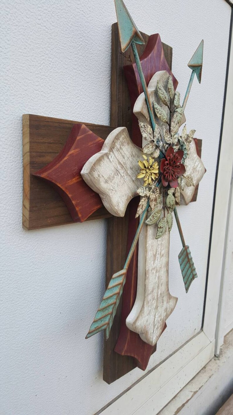 Metal Arrow Rustic Arrow Deep Red Floral Country Decor Wall Etsy