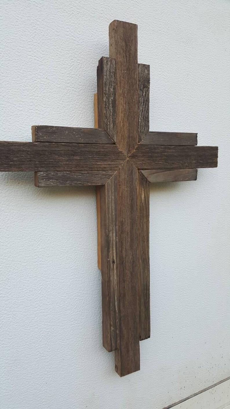 Unique Old School Rustic Cedar Wood Cross Wall Hanging