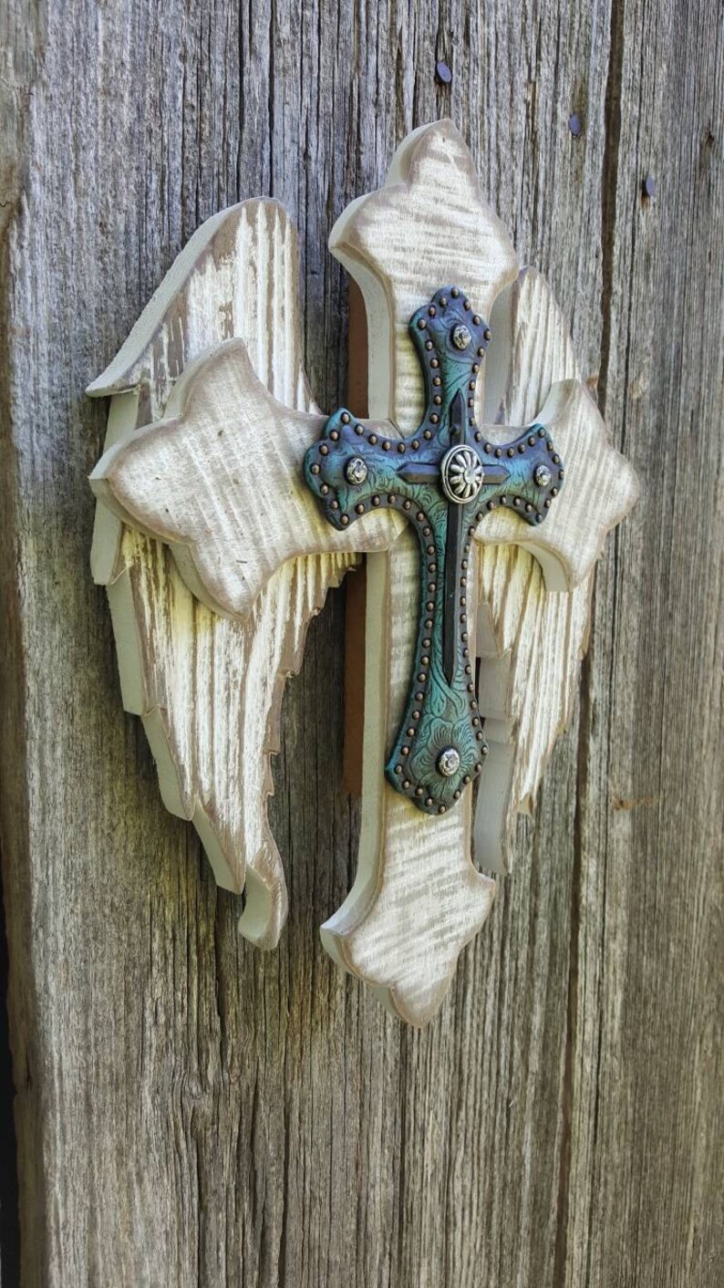 Small Ivory White Reclaimed Wood Wall Cross Western Turquoise Etsy