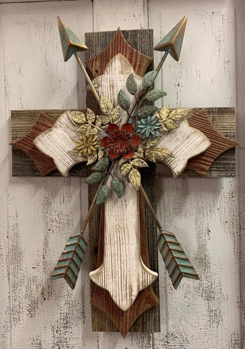 Metal Arrow Rustic Arrow Deep Red Floral Country Decor Wall Etsy