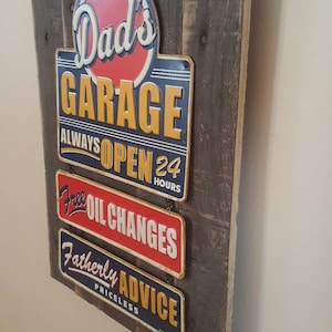 Man Cave Dad&#39;s Garage Sign Rustic Pallet Wood Car Show Rustic Pallet Mechanic Sign Gift for Man Dad Father Reclaimed Wood GREAT GIFT