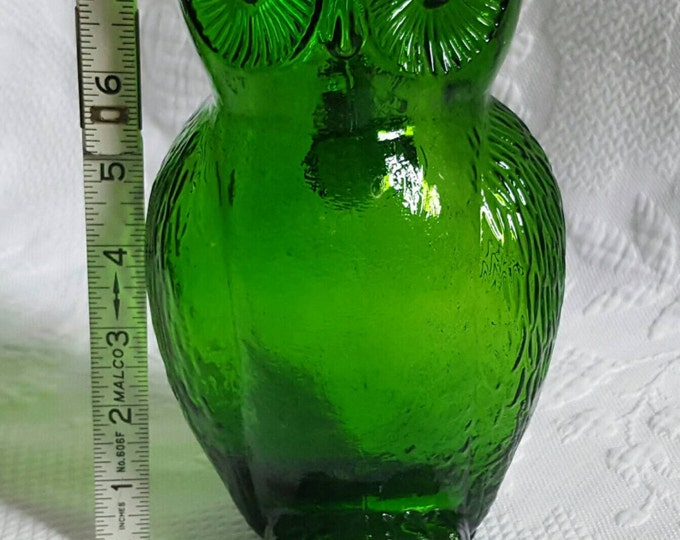 Vintage Kanawha Glass OWL PITCHER, Green Etsy
