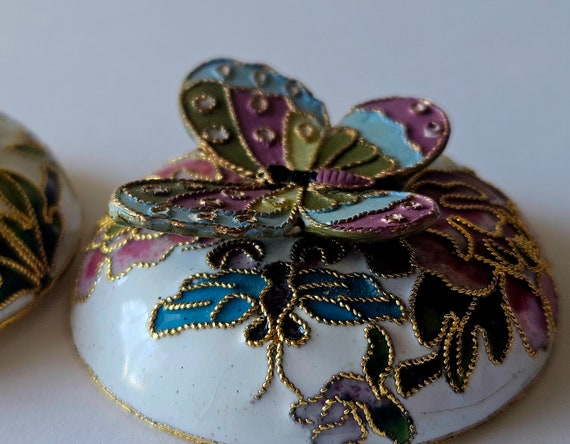 Butterfly enamel cloisonne Trinket box - image 1