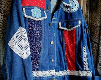 Vintage Washed Denim jacket with crotchet adornments