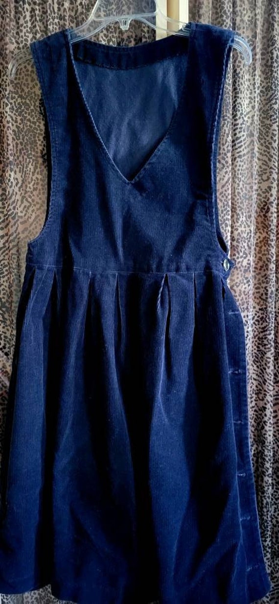 Vintage Corduroy OVERALL DRESS blue Gem