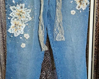 Vintage Diane Gillman GG2 decorated Jeans