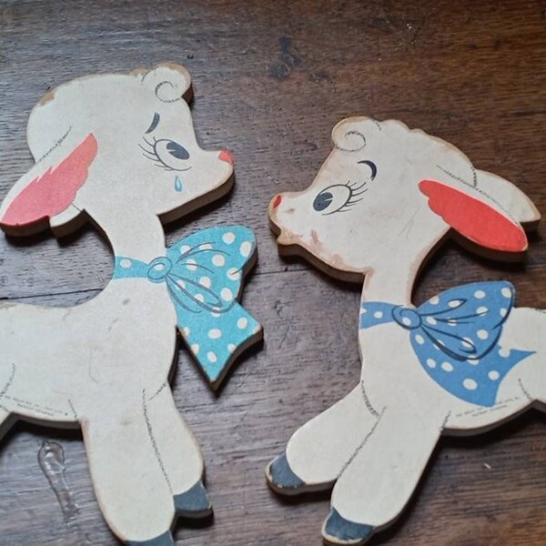 Vintage Mother Goose Lil Bo Peep Sheep pin ups set of 2