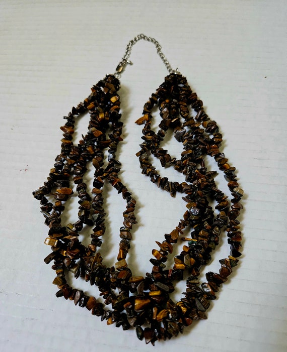 Tigers EYE raw stone chips necklace