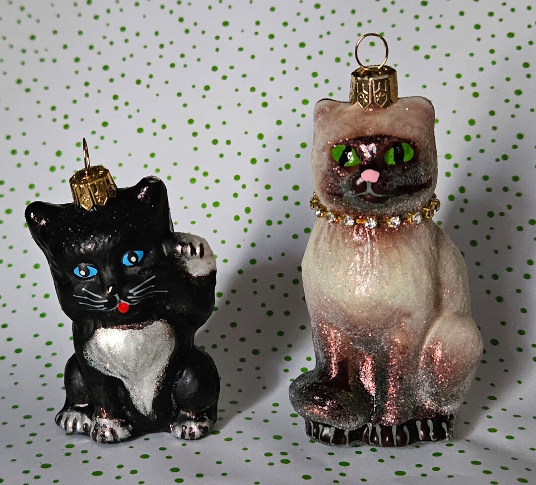 Glass CAT ORNAMENTS Etsy