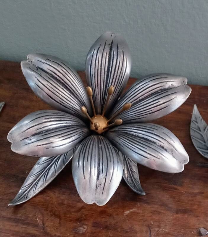 Vintage Pewter Flower Petal Ash Tray Set - Etsy