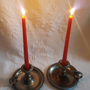 Vintage worn silver plated Friedman CANDLESTICK HOLDERS