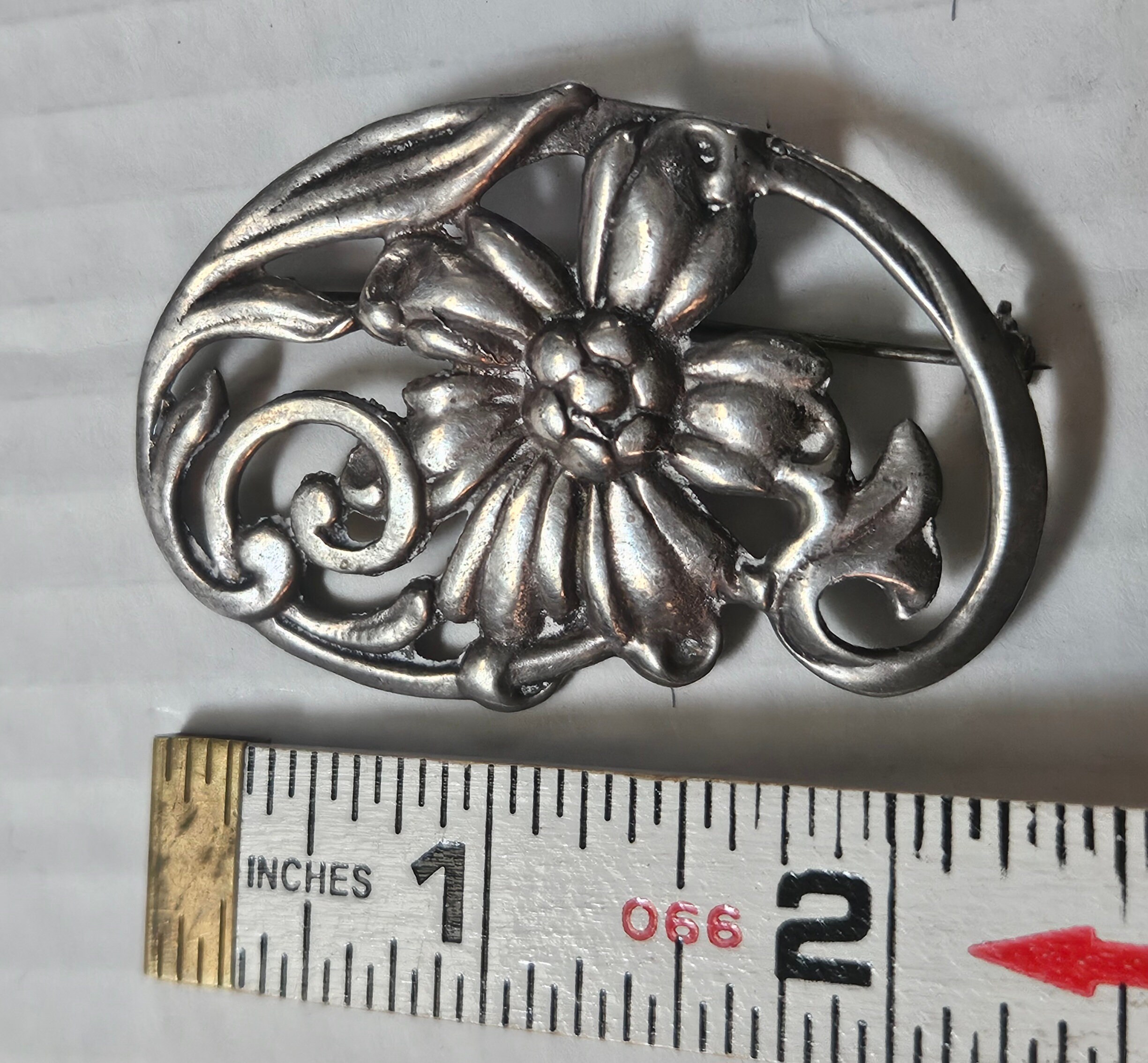 Vintage Sterling Flower Brooch - Etsy