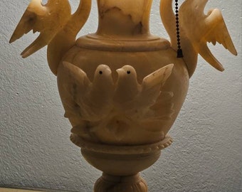 Vintage Italian Alabaster Lamp with Doves