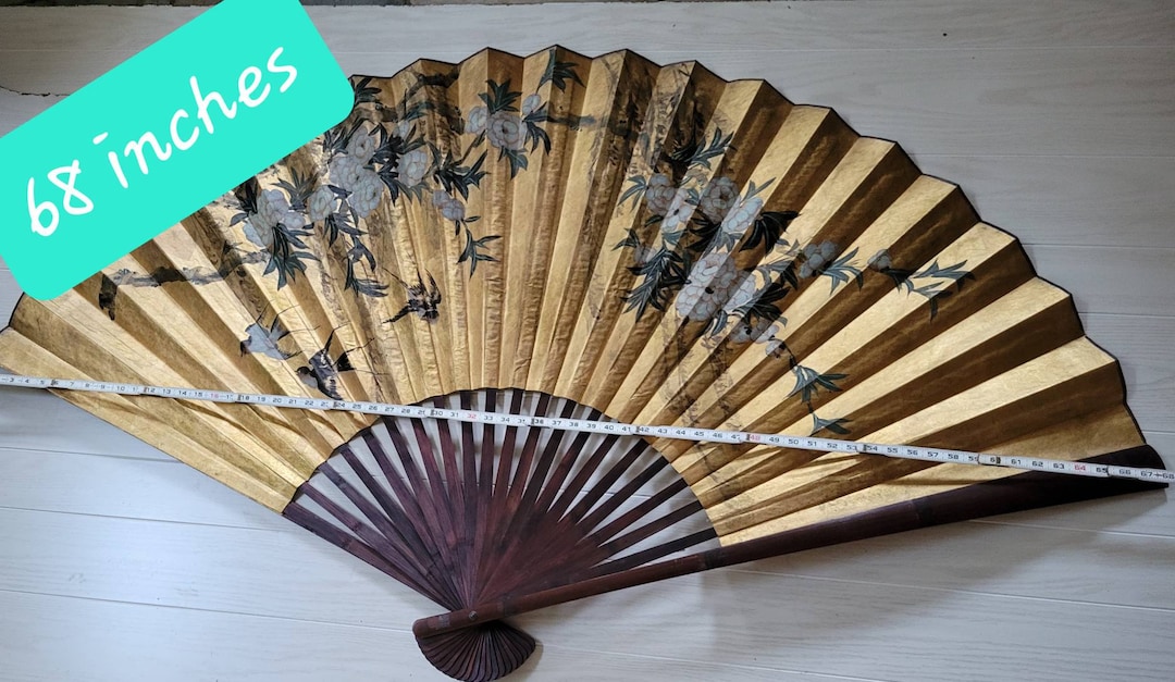 Vintage LARGE Asian Wall Fan Etsy