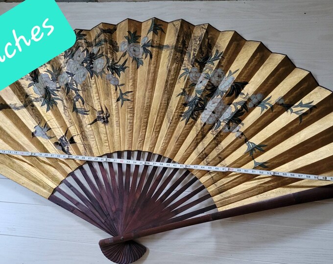 Vintage LARGE Asian Wall Fan Etsy