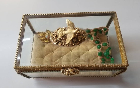 Vintage Ormolu Filigree Jewelry Box