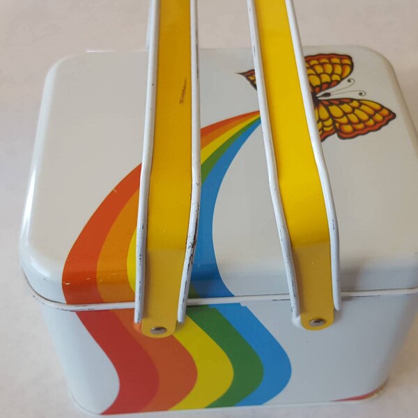 Vintage RAINBOW BUTTERFLY Tin box