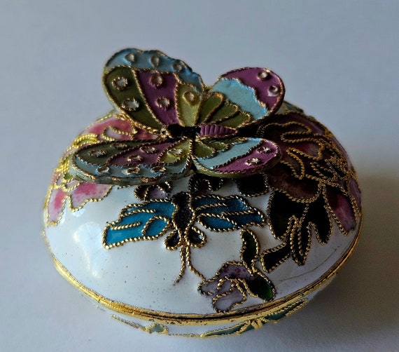 Butterfly enamel cloisonne Trinket box - image 4