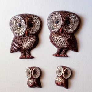 Vintage OWL WALL decor set of 4