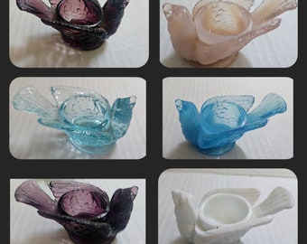 Vintage DEGENHART Glass bird salt cellars