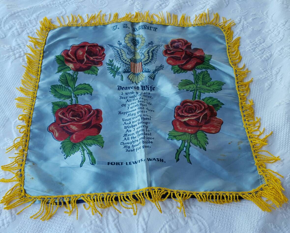 40’s〜50’s Souvenir pillow case vintage US Navy souvenir satin pillow case circa 1950's mint