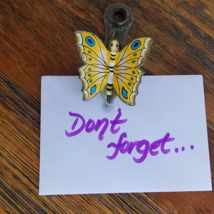 Vintage Allied Brass butterfly memo clip