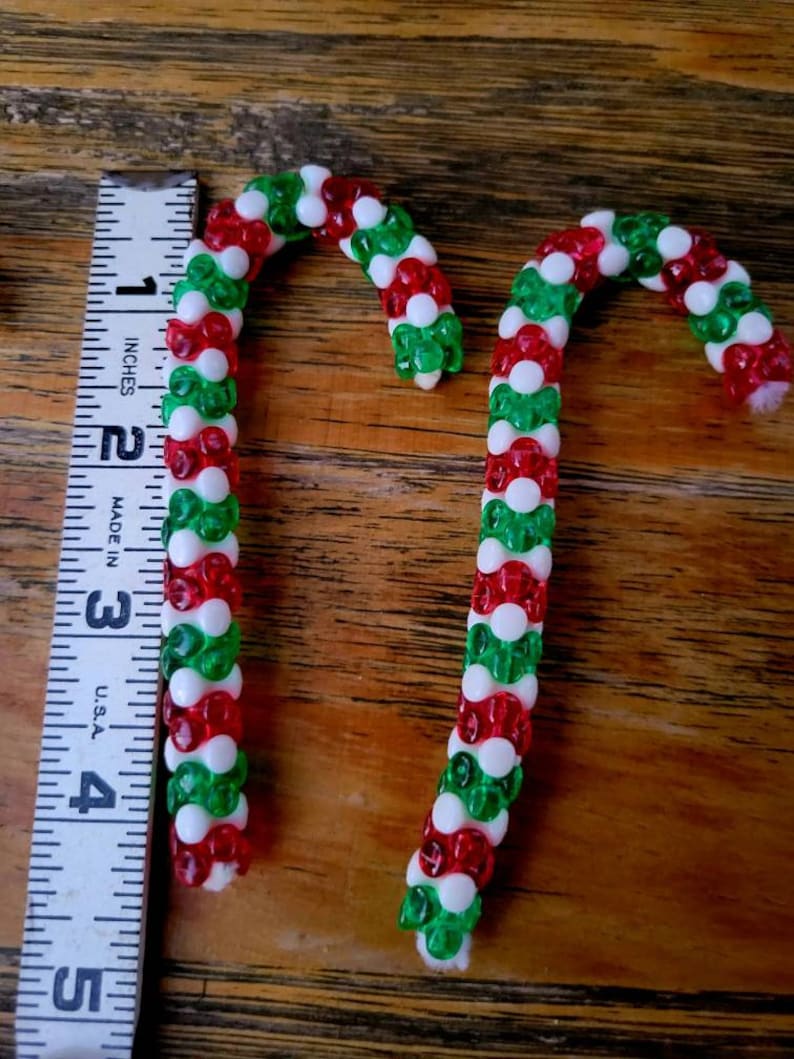Candy Cane Ruler Vintage Beaded CANDY CANE Ornaments - Etsy