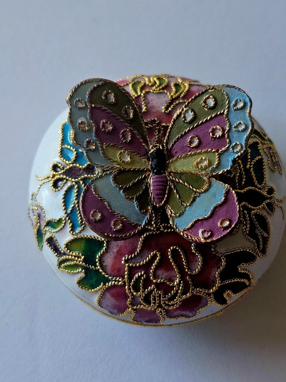 Butterfly enamel cloisonne Trinket box - image 6