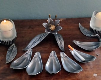 KOKUYO ASH-TRAY 花形灰皿3個セット Vintage Pewter Flower Petal Ash Tray Set - Etsy