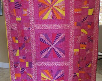 Happy Half Crazy Quilt (homemade)