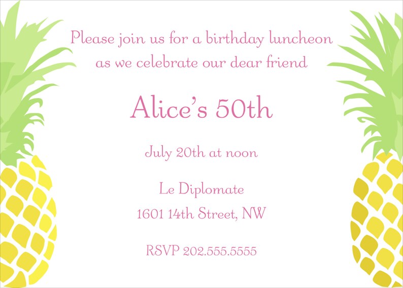 Pineapple Party Invitation Etsy