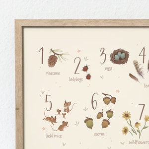 Woodland 123 Poster, Waldzahlen Druck, Woodland Kindergarten, Kinderzimmer im Zauberwald, Woodland Kunstdruck, Woodland 123, Printable