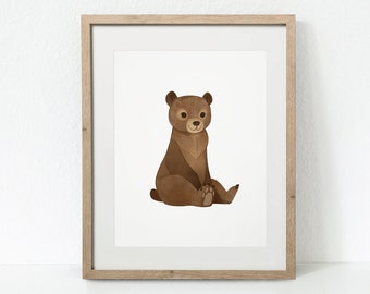 Bear Print, Woodland Nursery, Woodland Nursery Printables, Woodland Bear Print, Nursery Bear Decor, Woodland Printables