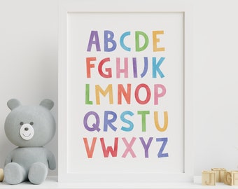Rainbow Alphabet Poster, Nursery Alphabet Print, ABC poster, Nursery ABC Poster, Playroom ABC poster, Kids Room Decor