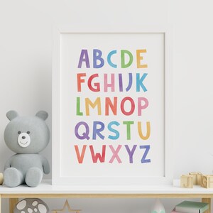 Rainbow Alphabet Poster, Nursery Alphabet Print, ABC poster, Nursery ABC Poster, Playroom ABC poster, Kids Room Decor