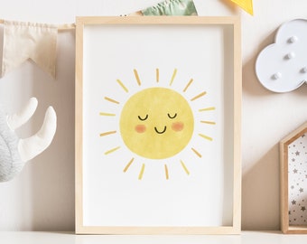 Sonnenschein Kinderzimmer Poster, Sonne Kunstdruck, Neutrales Kinderzimmer Dekor, Sunshine Art, Sunshine Poster Kinderzimmer, Spielzimmer Kunstdruck