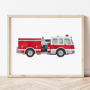 Fire Truck Print, Vehicle Wall Art, Construction Prints, Playroom Wall Decor, Transportation Wall Art, Digital Download