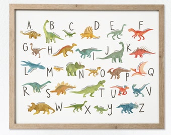 Dinosaur Alphabet Print, ABC Printable, Alphabet Print, Dinosaur Printable, Kids Wall Art, Dinosaur ABCs, Nursery Decor, Dinosaur Nursery