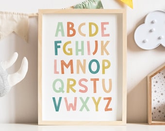 Alphabet Poster, Nursery Alphabet Print, ABC poster, Nursery ABC Poster, Playroom ABC poster, Kids Room Decor