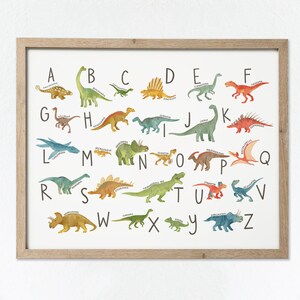 Dinosaurier Alphabet Druck, ABC druckbare, Alphabet Druck, Dinosaurier druckbare, Kinder Wandkunst, Dinosaurier ABCs, Kinderzimmer Dekor, Dinosaurier Kindergarten