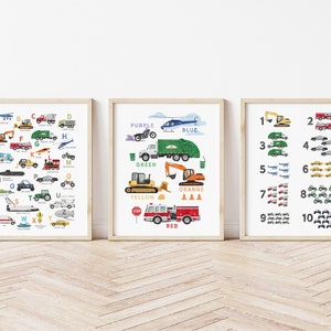 Transportation Poster Set, Vehicle ABC, Vehicle Art, Transportation ABC, Nursery Decor, Playroom Decor, Educational Prints, Digital Download