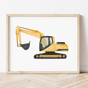 Excavator Print, Digger Print, Construction Print, Playroom Decor, Construction Vehicle Decor, Boy Nursery Decor, Digital Download