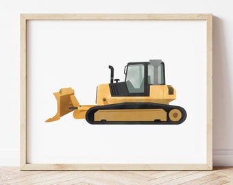 Bulldozer Print, Construction Print, Playroom Decor, Construction Vehicle Decor, Boy Nursery Decor, Digital Download