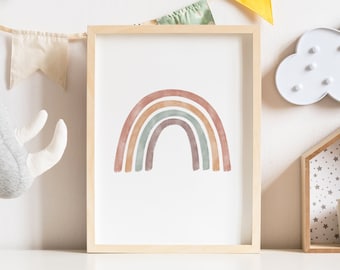 Neutral Rainbow Print, Rainbow Nursery, Nursery Wall Art, Boho Kids Room Decor, Gender Neutral, Boho Rainbow, PRINTABLE