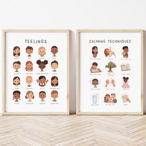 Feelings Poster, Calming Techniques, Calming Corner, Emotions Chart, Classroom Decor, Montessori Homeschool Decor, Feelings Print, Printable image 1