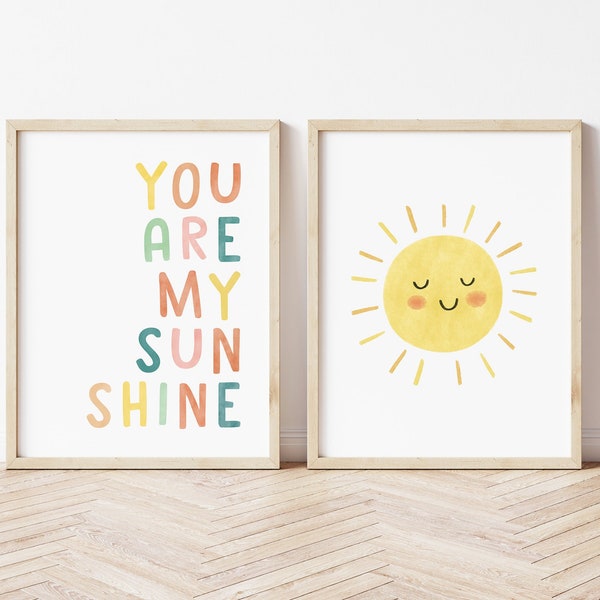 You Are My Sunshine Print, Sun Print, Neutral Nursery Decor, Playroom Art, Sunshine Art, Printable Wall Art, Sunshine Poster