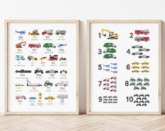 Vehicle ABC, Transportation Poster, Vehicle Art, Transportation ABC, Nursery Decor, Playroom Decor, Educational Prints, Digital Download