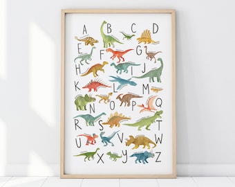 Dinosaur Alphabet Print, ABC Printable, Alphabet Print, Dinosaur Printable, Kids Wall Art, Dinosaur ABCs, Nursery Decor, Dinosaur Nursery