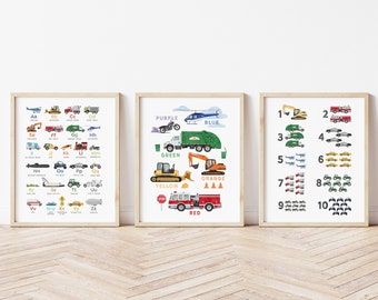Transportation Poster Set, Vehicle ABC, Vehicle Art, Transportation ABC, Nursery Decor, Playroom Decor, Educational Prints, Digital Download