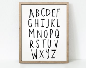 Alphabet Printable, ABC Printable, Black and White Alphabet, Nursery Decor, Wall Art